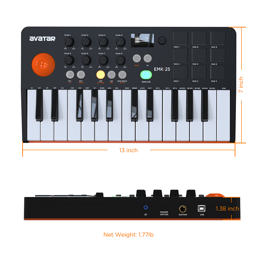 Keyboard MIDI Controller With  - Midi Controller Pad recension och pris